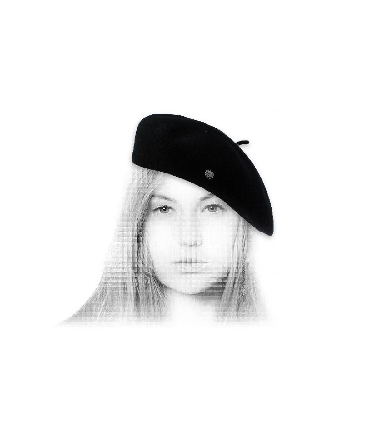 Béret penché femme Eva noir